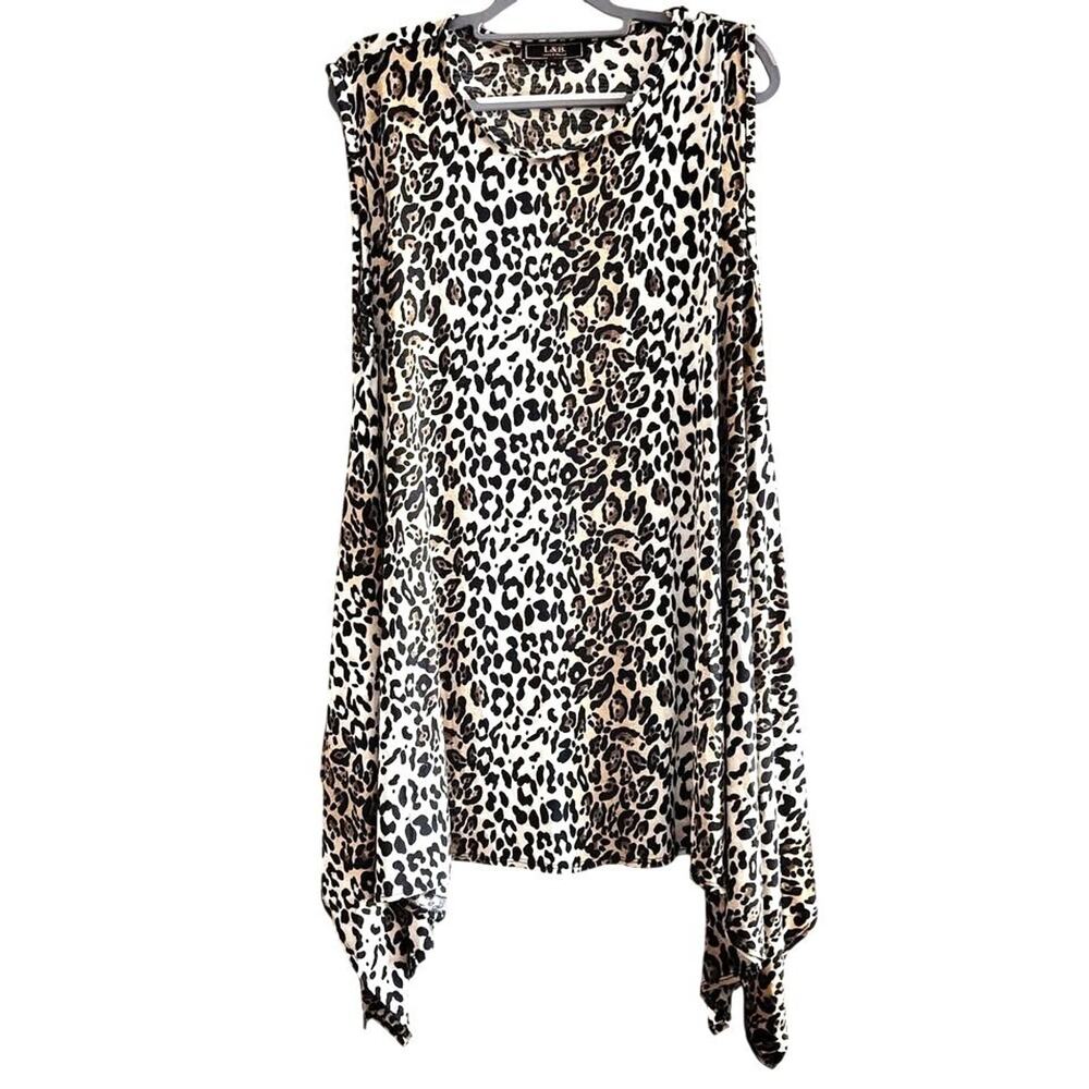 Cheetah Harper Airy Boxy Flowy Challis L&B Vest Tan 3XL Women's Mob Wife